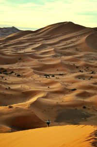 Scenic view of sand dunes in desert against sky