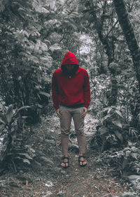 Full length of man standing in forest