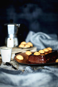 High angle view of coffee cup on table