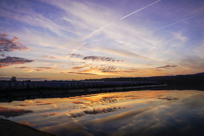 Scenic view of landscape against sky during sunset