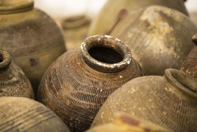 Close up of clay pots