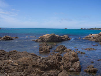 Scenic view of sea against cloudy sky