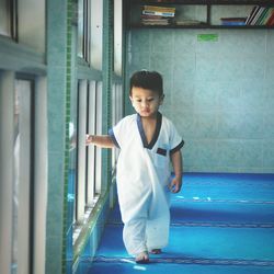 Portrait of young boy indoors