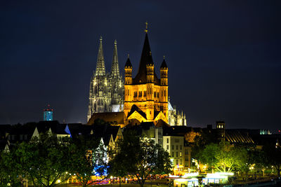 Low angle view of church at night