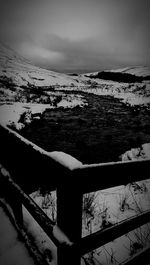 Scenic view of snow covered field against sky