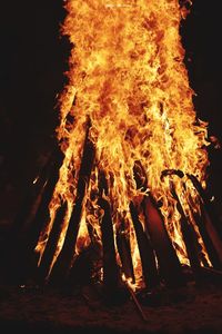 View of bonfire at night