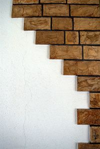 Bricks on white wall