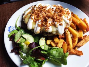 High angle view of meal served in plate