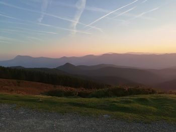 Scenic view of dramatic landscape at sunset