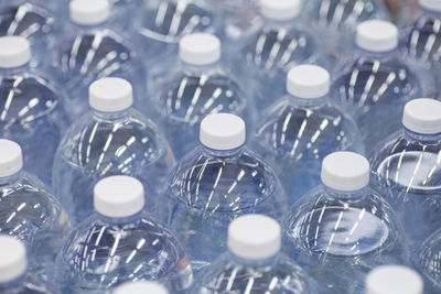 Full frame shot of glass bottles