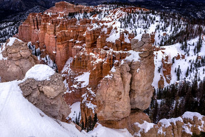 Scenic view of rock formation during winter