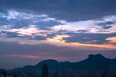 Silhouette buildings against sky during sunset