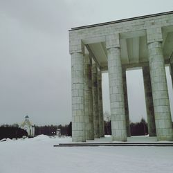 Low angle view of building in winter