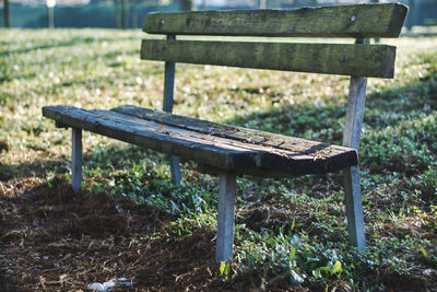 Empty bench in park
