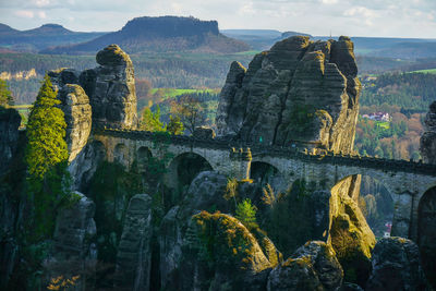 Bastei bridge at elbsandstein mountains