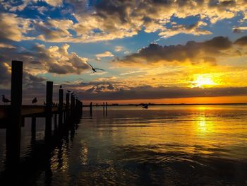 Scenic view of sea at sunset