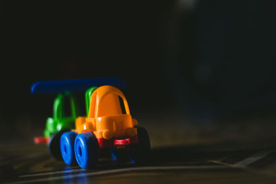 Close-up of toy car on table