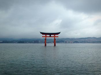 Scenic view of sea against cloudy sky