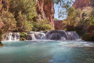 Scenic view of waterfall