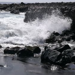 Waves splashing on beach