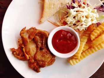 Close-up of food served in plate