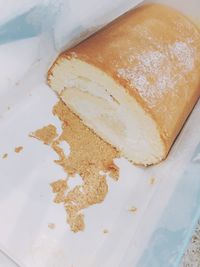 High angle view of bread in plate