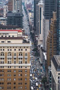 High angle view of buildings in city