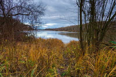 Scenic view of lake against sky