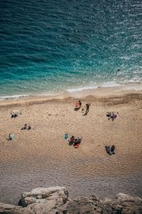 High angle view of people on beach