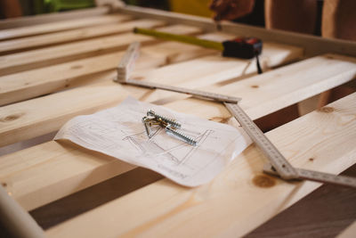 High angle view of pencil on table