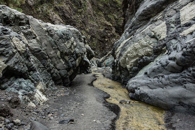 View of stream flowing through rocks