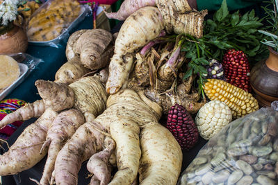 Close-up of vegetables for sale in market