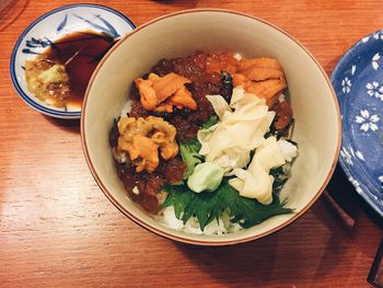 Close-up of food in bowl on table