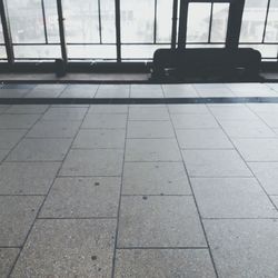 High angle view of tiled floor