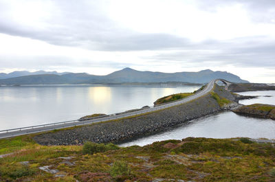 Atlantic oceanic road bridge on a cloudy day