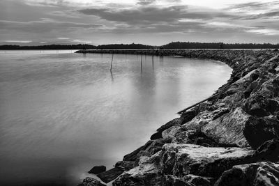 Scenic view of lake against sky