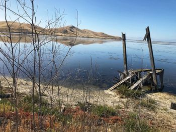 Scenic view of lake against sky