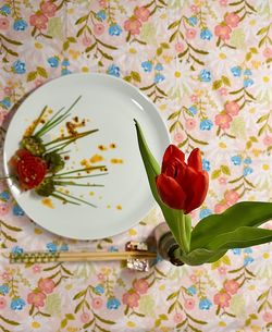 High angle view of food on table