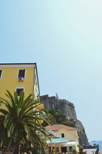 Low angle view of building against clear sky