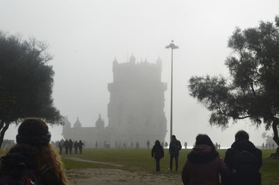 Group of people in front of building