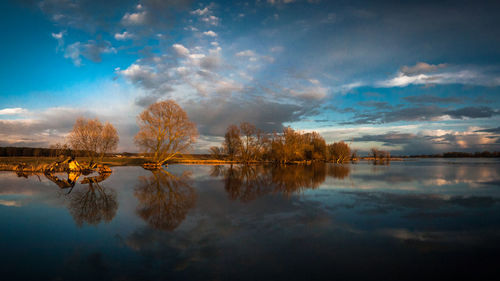 Scenic view of lake against sky