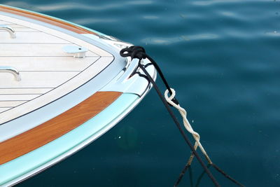 Close-up of boat sailing on sea