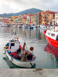 Ligurian landscape, port of imperia oneglia with boats moored