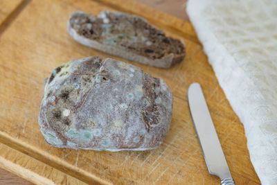 High angle view of bread on table