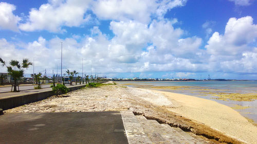 Scenic view of beach against sky