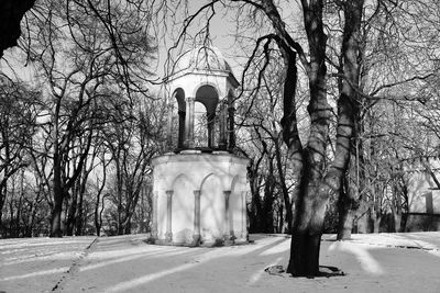 Statue against trees