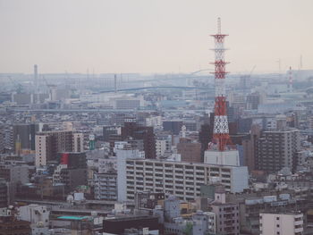 Cityscape against clear sky