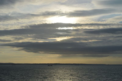 Scenic view of sea against sky at sunset