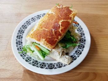 Close-up of sandwich served in plate