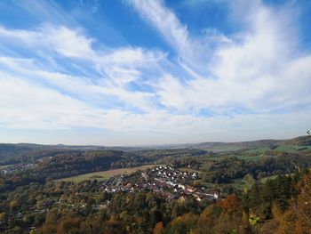 High angle view of townscape against sky